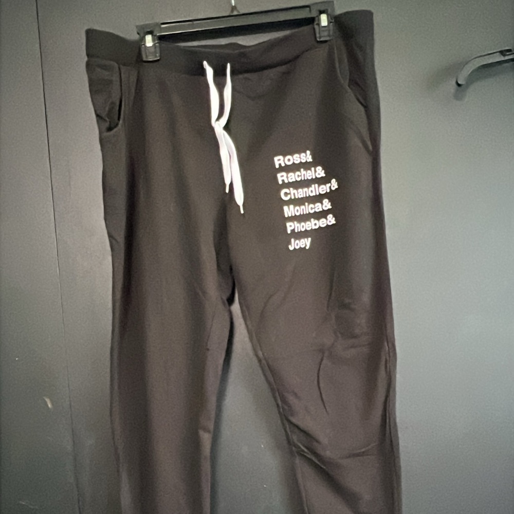 FRIENDS Black Joggers with White Text